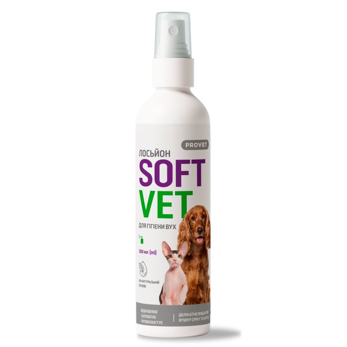 Лосьон PROVET SOFTVET для гигиены ушей кошек и собак 300 мл