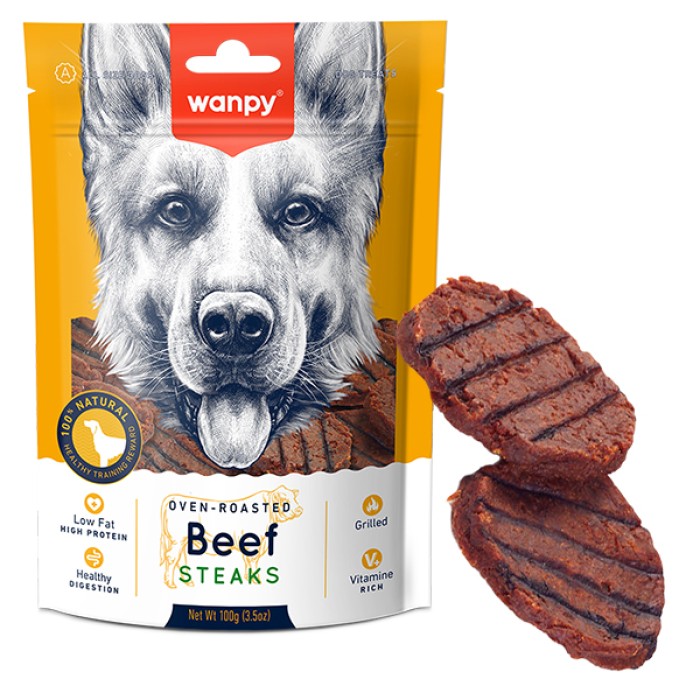 Wanpy Grilled Beef Steak ВАНПИ СТЕЙК ГРИЛЬ ГОВЯДИНА КУРИЦА лакомство для собак, 0.1 кг