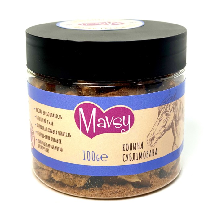 Лакомство для собак и кошек Mavsy, с сублимированной кониной, 100 г