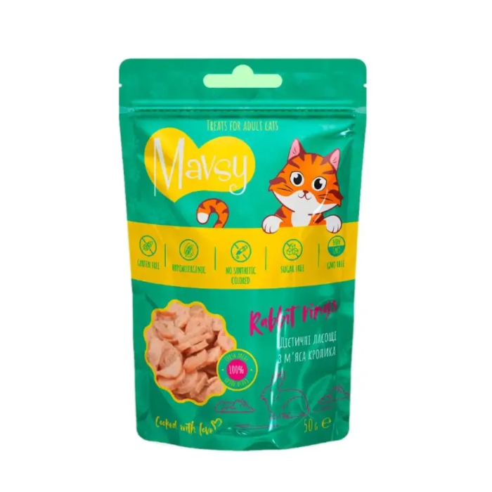Диетическое лакомство для кошек Mavsy-Mini Rabbit Rings, из мяса кролика, 50 г