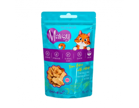 Лакомство для кошек Mavsy-Tuna flakes with Catnip, хлопья из тунца с ароматной кошачьей мятой, 50 г