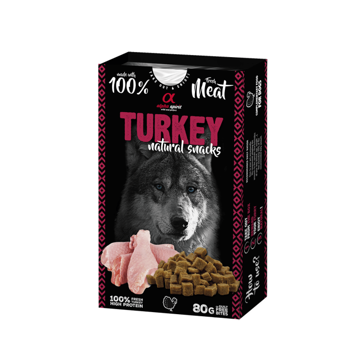 Ласощі для собак Alpha spirit DOG NATURAL SNACK TURKEY/ Натурал Снек, індичка, 80 г