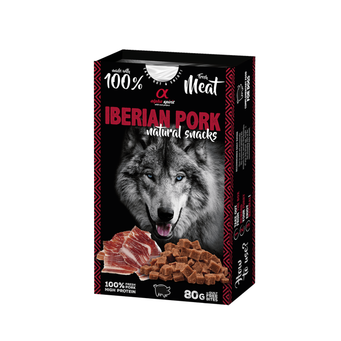 Ласощі для собак Alpha spirit DOG NATURAL SNACK IBERIAN PORK/ Натурал Снек, іберійська свинина, 80 г