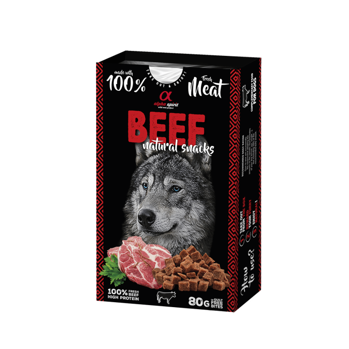 Ласощі для собак Alpha spirit DOG NATURAL SNACK BEEF/ Натурал Снек, яловичина, 80 г