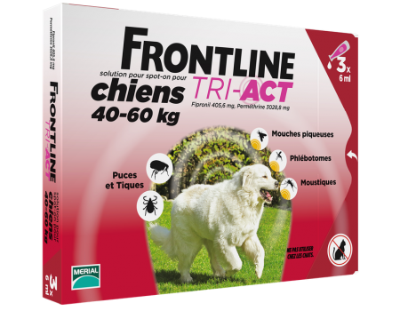 Frontline Tri-Act (Фронтлайн Три-Акт) капли от блох, клещей и комаров для собак весом от 40 до 60 кг , 1 пипетка