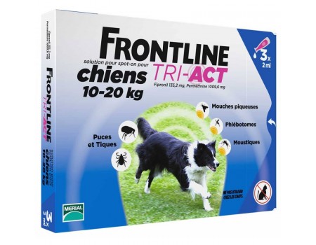 Frontline Tri-Act (Фронтлайн Три-Акт) капли от блох, клещей и комаров для собак весом от 10 до 20 кг , 1 пипет.