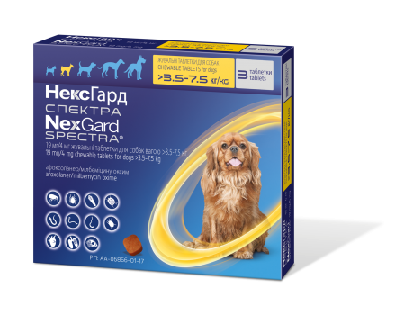 Некс Гард СПЕКТРА  жевательная таблетка против блох, клещей, гельминтов для собак весом от 3,5 до 7,5 кг, 1 шт