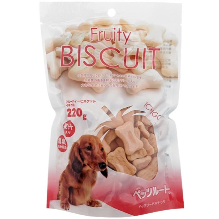 DoggyMan Biscuit Strawberry ДОГГІМЕН БИСКВІТ ПОЛУБНИКА фруктове печиво, ласощі для собак, 0,22 кг