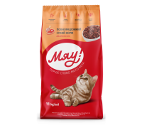 Сухий корм Мяу! для дорослих котів, смачне м'ясце, 11 кг..
