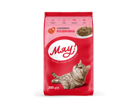 Сухой корм Мяу! для взрослых кошек, говядина, 300 г