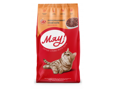 Сухой корм Мяу! для взрослых кошек, говядина, 14 кг