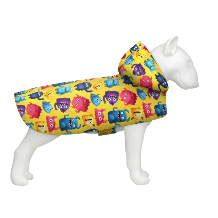 Дощовик-накидка з капюшоном для собак WAUDOG Clothes, "Мохнаті монстри", L, А 48-52 см, B 60-70 см