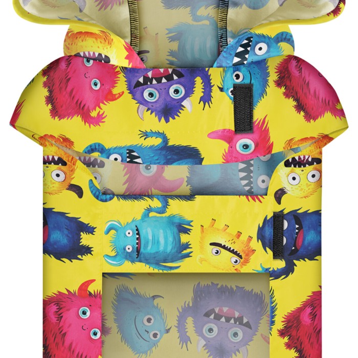 Дощовик-накидка з капюшоном для собак WAUDOG Clothes, "Мохнаті монстри", XS, А 26-29 см, B 32-41 см