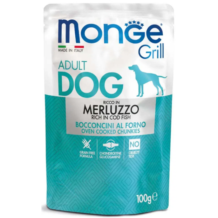 Monge Dog GRILL з тріскою Повнораційний корм для собак Паучі з тріскою 100 г