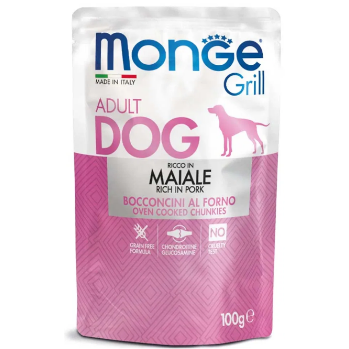 Monge Dog GRILL зі свининою Повнораційний корм для собак Паучі зі свининою 100 г