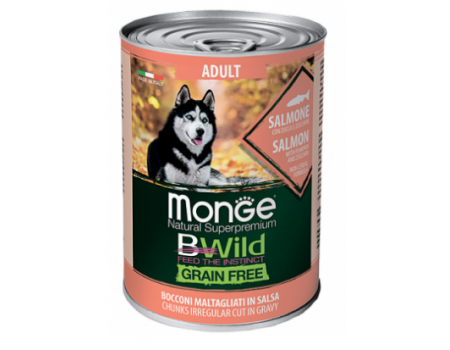 Monge Dog WET BWILD Adult лосось, тыква и цукини, беззерновая консерва для собак,  400 г