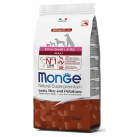 MONGE SUPERPREMIUM DOG EXTRA SMALL Adult ягненок, рис и картофель, полноценный сбалансированный рацион для взрослых собак миниатюрных пород, 2.5 кг