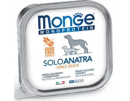 Monge Dog SOLO 100% утка,  монопротеиновое питание для взрослой собаки, Паштет с утки 150 г