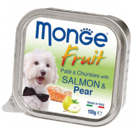 Monge Dog FRUIT лосось с грушей  Полнорационный корм для собак Паштет с лососем и грушей.  100 г