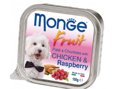 Monge Dog FRUIT курица с малиной Полнорационный корм для собак Паштет с курицы с малиной.  100 г