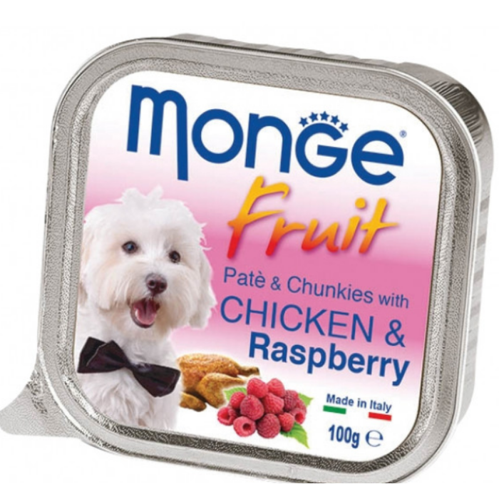Monge Dog FRUIT курица с малиной Полнорационный корм для собак Паштет с курицы с малиной.  100 г