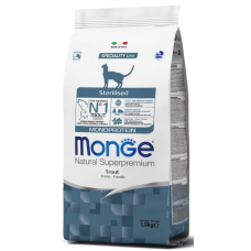 Monge Cat MONOPROTEIN Sterilised с фореллю - полноценный сбалансированный корм для стерилизованных котов, 0,4 кг