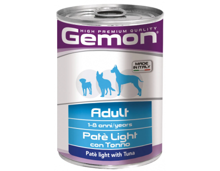 GEMON DOG WET Adult LIGHT консервы для собак  ОБЛЕГЧЕННЫЙ ПАШТЕТ ТУНЕЦ – всех пород со склонностью к избыточному весу, 400г