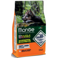 Сухой беззерновой корм Monge Dog Be Wild Gr. Free Puppy & Junior для щенков, с уткой, 2.5 кг