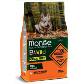 Сухой беззерновой корм Monge Dog Be Wild Gr.Free для собак, с уткой, 2..