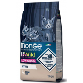 Monge Cat Bwild Low Grain Kitten Goose meat Сухой корм для котят с мяс..