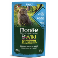 Monge Cat Bwild Grain Free wet Anchovies Vegetables Вологий корм для дорослих кішок анчоуси та овочі 85 г