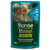 Вологий корм Monge Cat Bwild Sterilised, тунець, креветки, овочі, 85 г