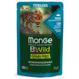 Влажный корм Мonge Сat Вwild Sterilised, тунец, креветки, овощи, 85 г