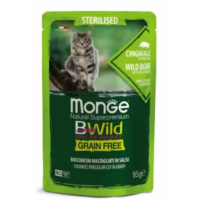 Влажный корм Мonge Сat Вwild Grain Free wet Sterilised, для стерилизованных котов, мясо дикого кабана, овощи 85 г