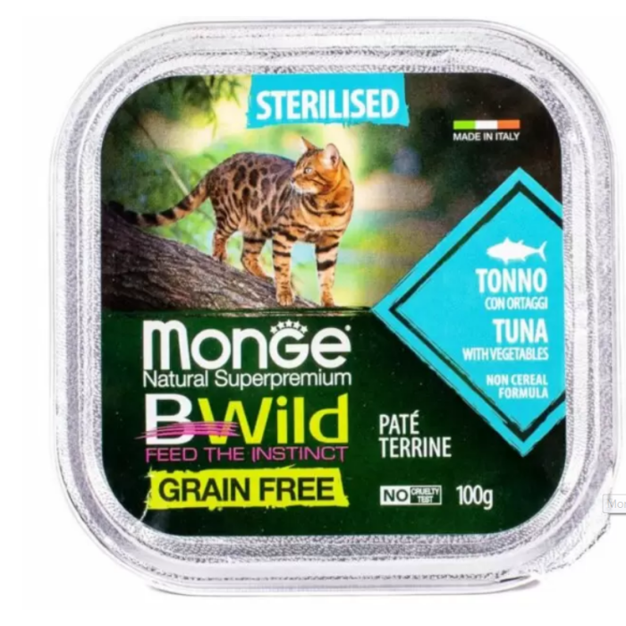 Monge Cat Bwild Grain Free Sterilized Tuna Vegetables Консерва беззерновая из тунца с овощами для стерилизованных кошек 100 г