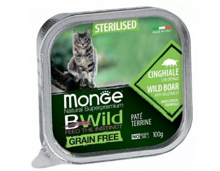 Monge Cat Вwild Grain Free Sterilized Консерва беззерновая с мясом кабана и овощами для стерилизованных кошек 100 г