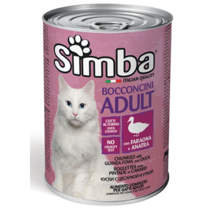 Simba Cat Wet Guinea fowl & Duck Влажный корм для кошек с цесаркой и уткой, 415г