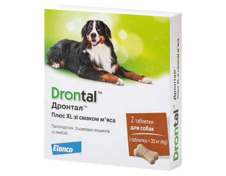 Elanco (Bayer)  Дронтал ПЛЮС XL со вкусом МЯСА,  цена за 1 табл.