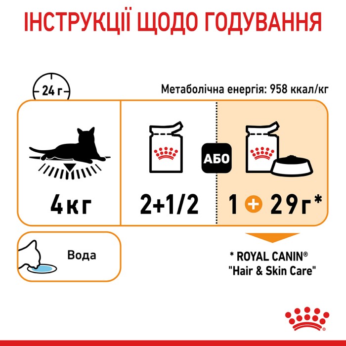 Влажный корм для взрослых кошек ROYAL CANIN HAIR & SKIN CARE IN GRAVY 0.085 кг 