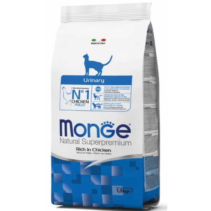 MONGE SUPER PREMIUM CAT URINARY  полноценный сбалансированный рацион для взрослых кошек для профилактики мочекаменной болезни, 0,4 кг