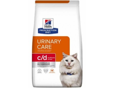 Hills Feline C/D Urinary Stress Feline Chicken сухой корм для предотвращения повторного проявления признаков ИЦС у кошек 0,4 кг