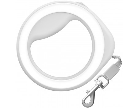 Поводок-рулетка круглая WAUDOG, размер XS-M, 2,9 м, белая