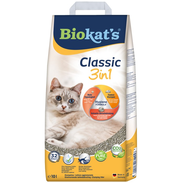 Наполнитель для кошачьего туалета Biokat's Classic 3in1 бентонитовый, 10 л