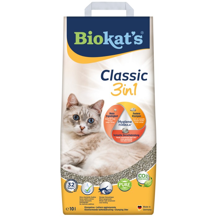 Наполнитель для кошачьего туалета Biokat's Classic 3in1 бентонитовый, 10 л