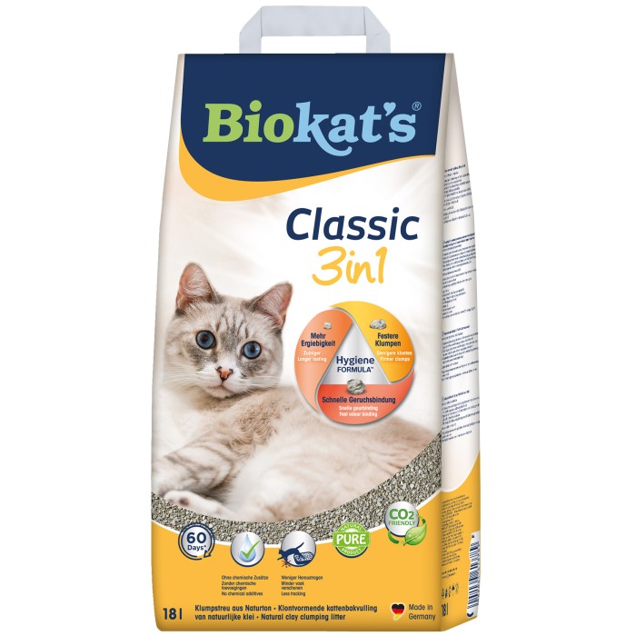 Наполнитель для кошачьего туалета Biokat's Classic 3in1 бентонитовый, 18 л