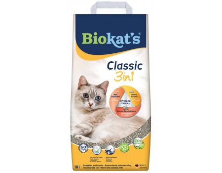 Наполнитель для кошачьего туалета Biokat's Classic 3in1 бентонитовый, 18 л