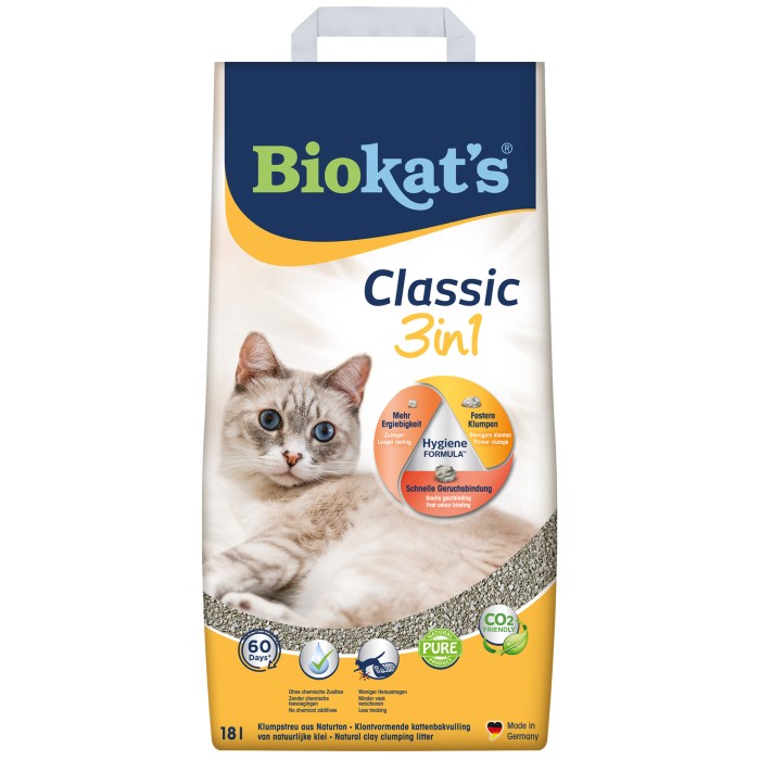 Наполнитель для кошачьего туалета Biokat's Classic 3in1 бентонитовый, 18 л