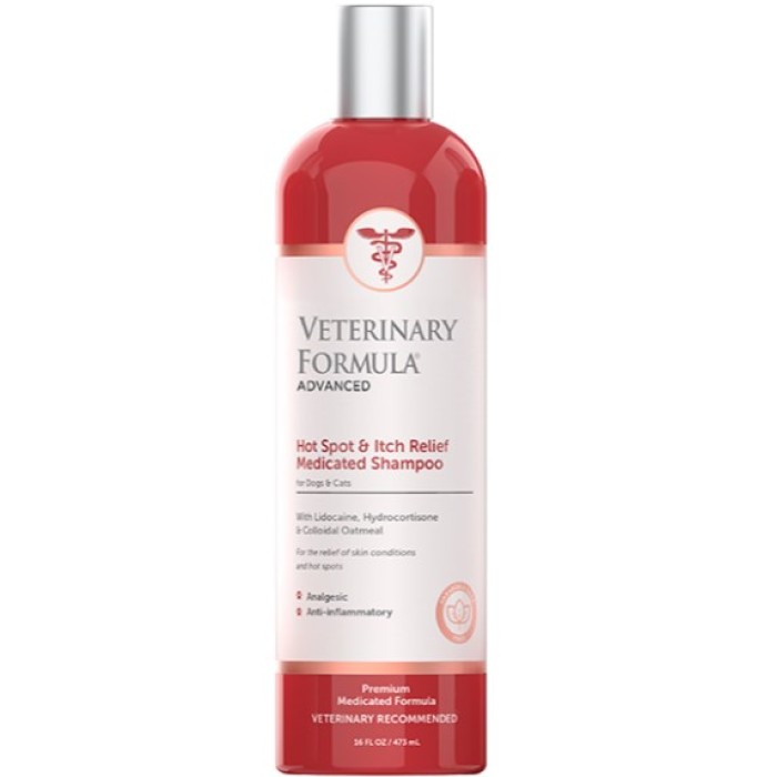 Антиалергенний шампунь для собак та кішок Veterinary Formula Hot Spot&Itch Relief Medicated, болезаспокійливий та протизапальний, 473 мл.