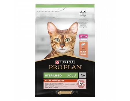 Pro Plan Sterilised сухий корм для стерилізованих кішок та кастрованих котів (для підтримки органів чуття), з лососем, 3 кг