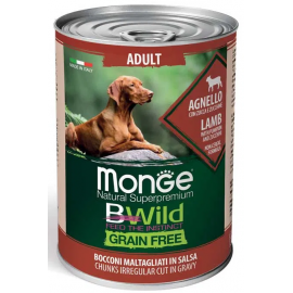 Monge Dog WET BWILD Adult ягня, гарбуз та цукіні, беззернова консерва для собак, 400 г